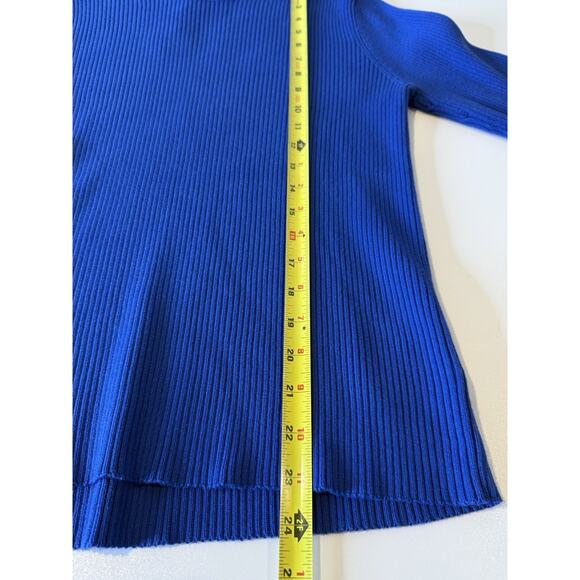 Lauren Ralph Lauren Turtleneck Sweater Womens L Black Label Blue Ribbed Preppy - Picture 5 of 9